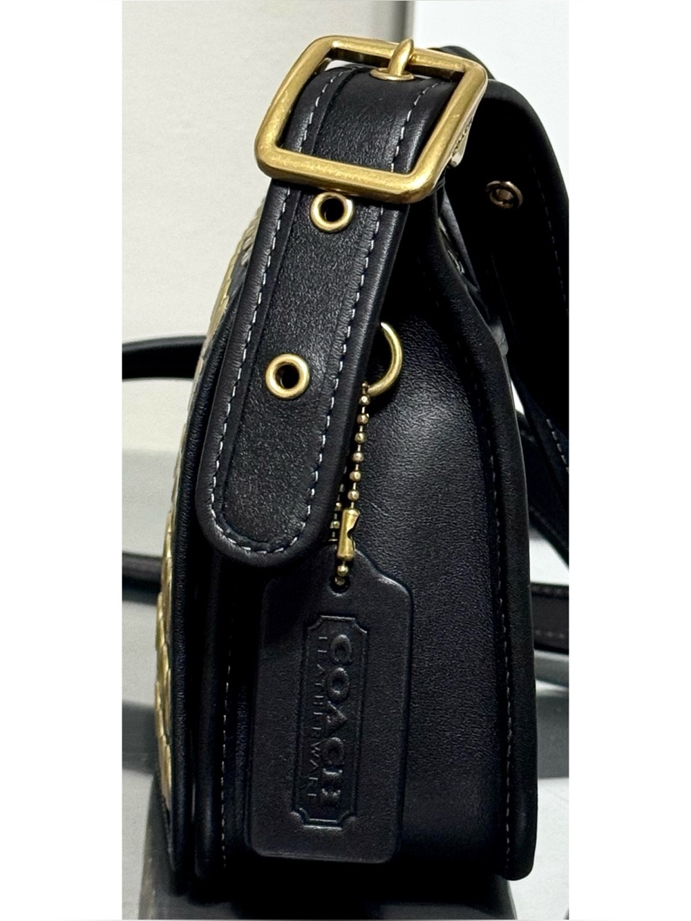 COACH Patricia Legacy BLACK Leather Crossbody Shoulder Bag 19 with Grommets - Picture 4 of 10